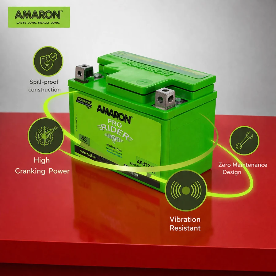 Amron Ap btz4l 4 Ah Battery For Bike