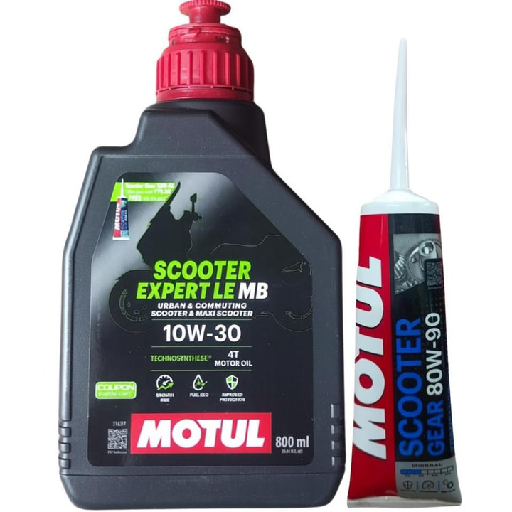 MOTUL Scooter Expert le 10W30-800ml with Free Gear Combi 120ml Combi Combo